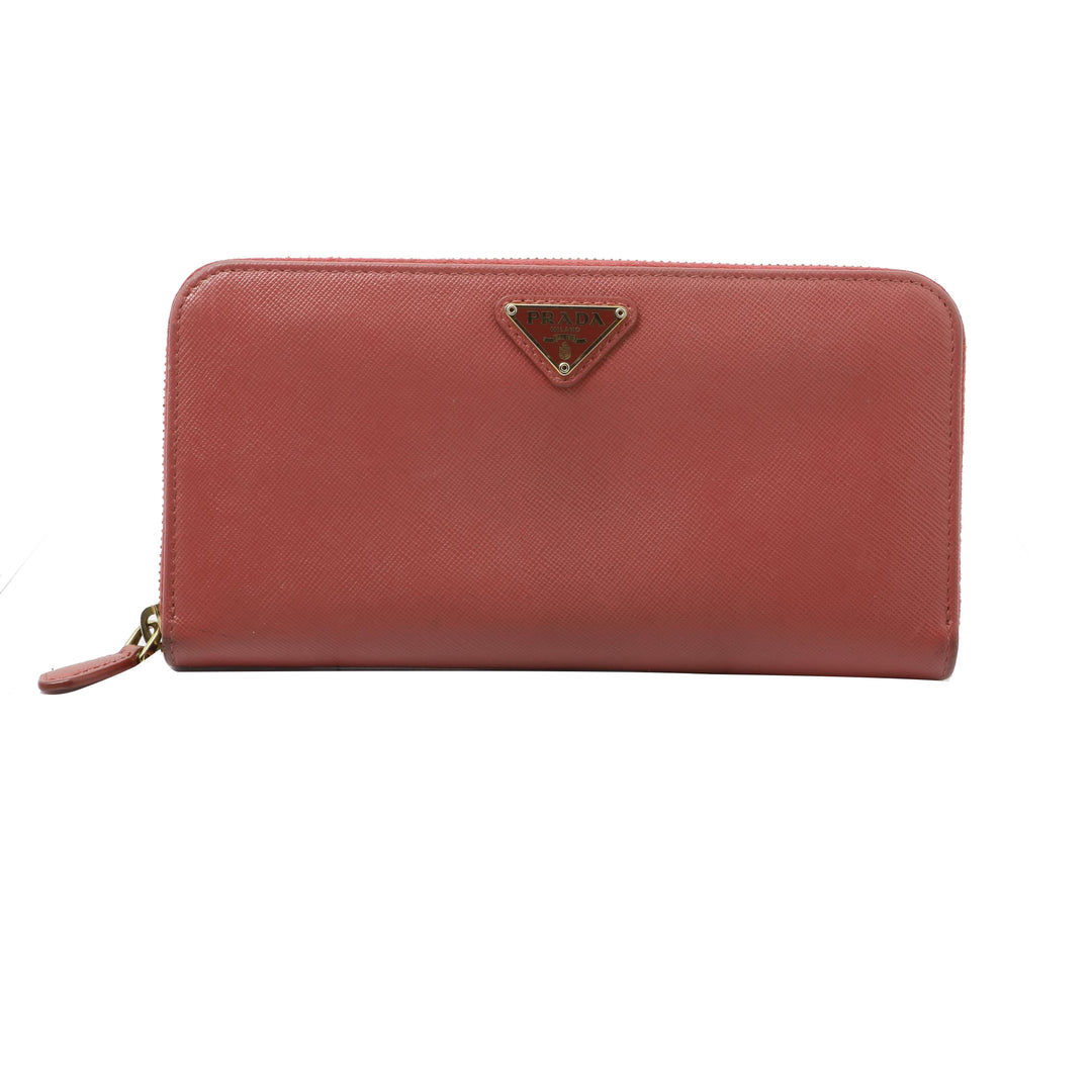 Pink Saffiano Zippy Long Wallet