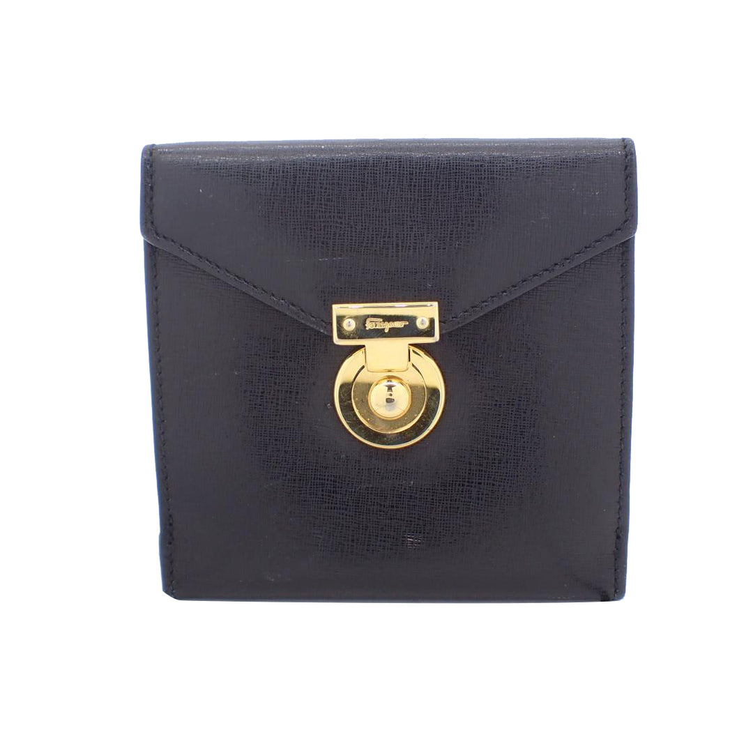 Black Vara Leather Compact Wallet